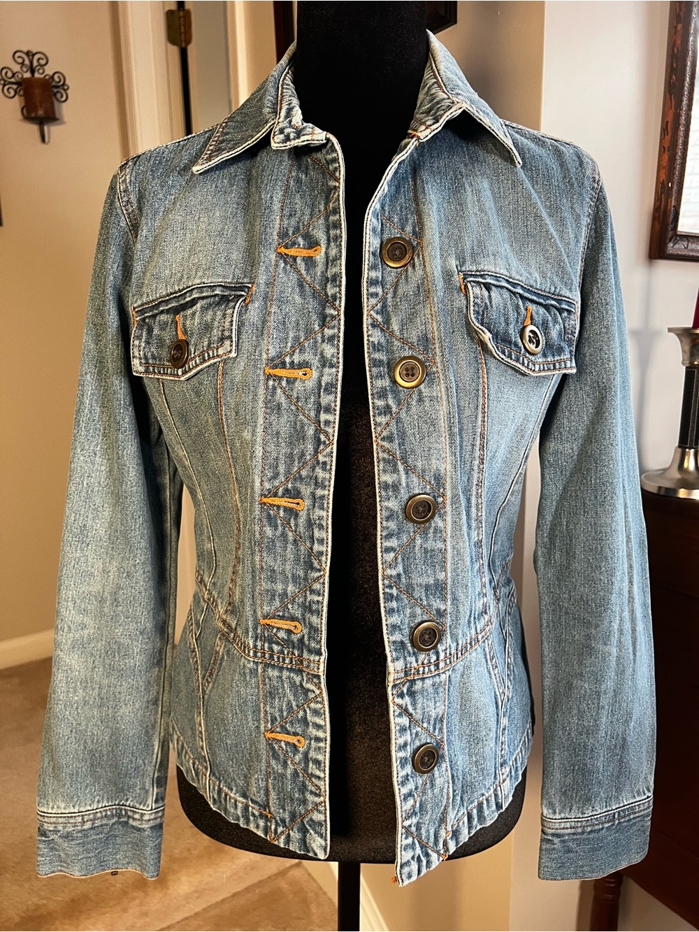 The Limited Vintage Y2K Fitted Denim Jacket Zip Cuffs XS/S